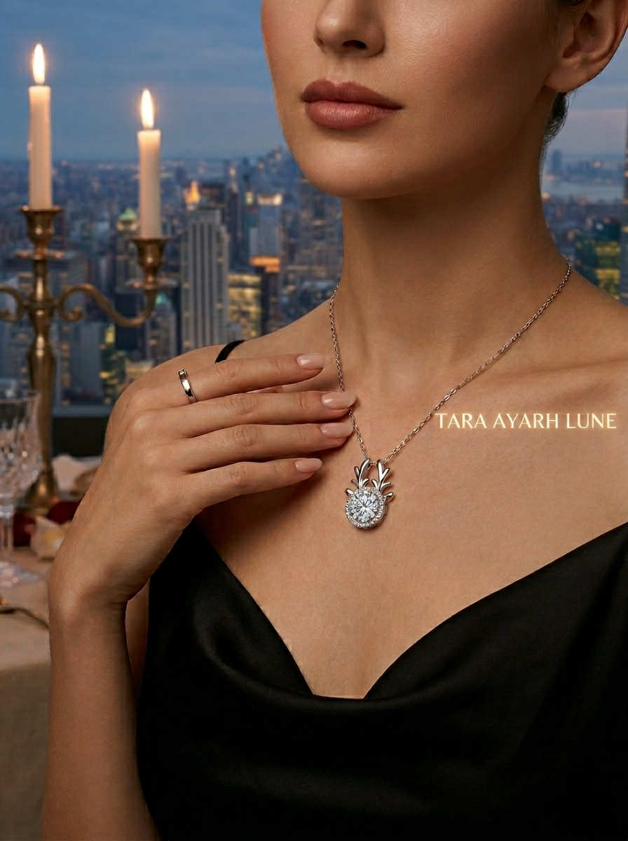 MSD.002 | The "Aether Deer" Kinetic Pendant: 0.5ct Scientific Moissanite in Aerospace-Grade Rhodium Finish