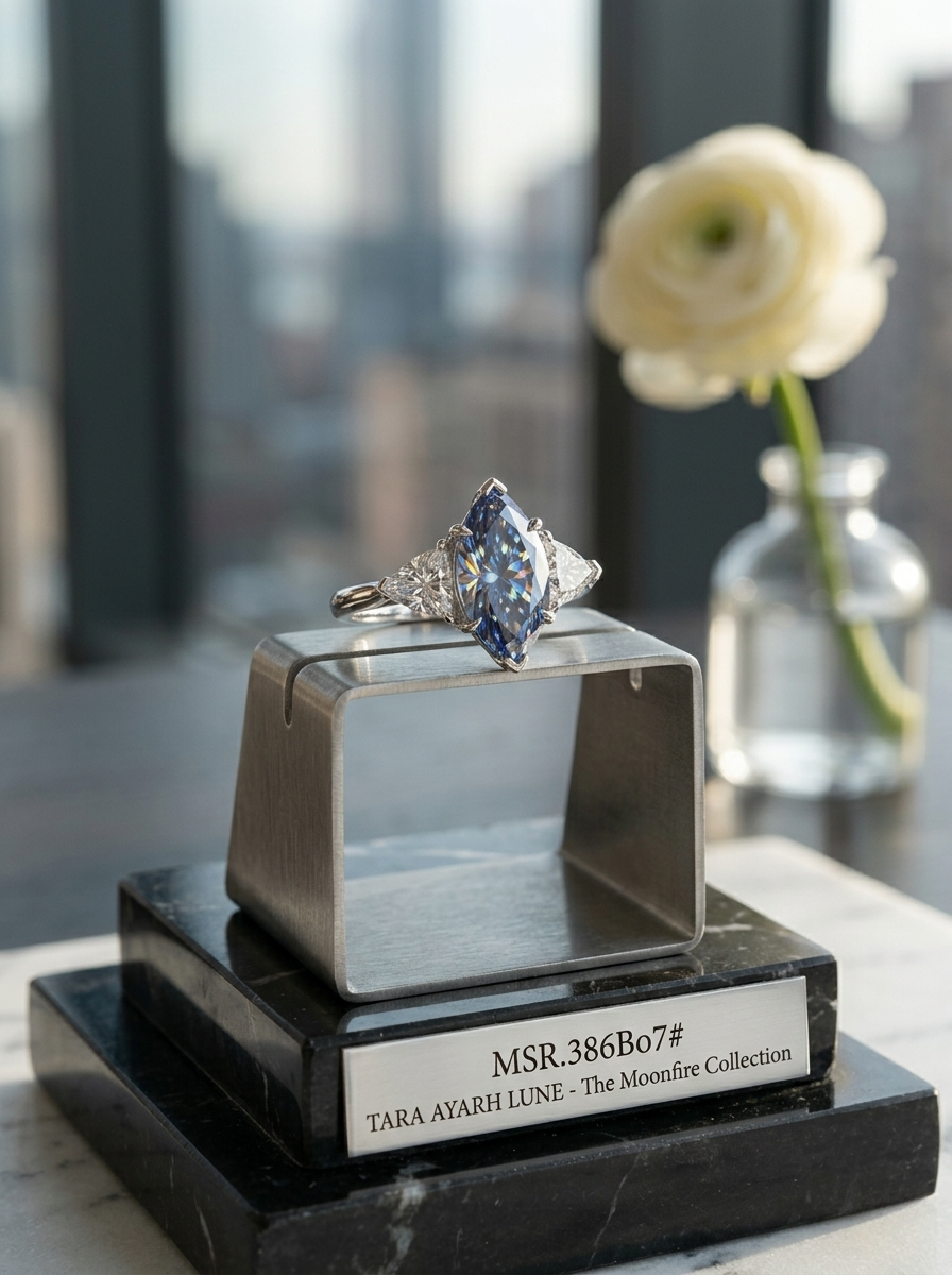 MSR.386 Series | 5x10mm Marquise Statement Ring | Midnight Azure Solitaire | TARA AYARH LUNE