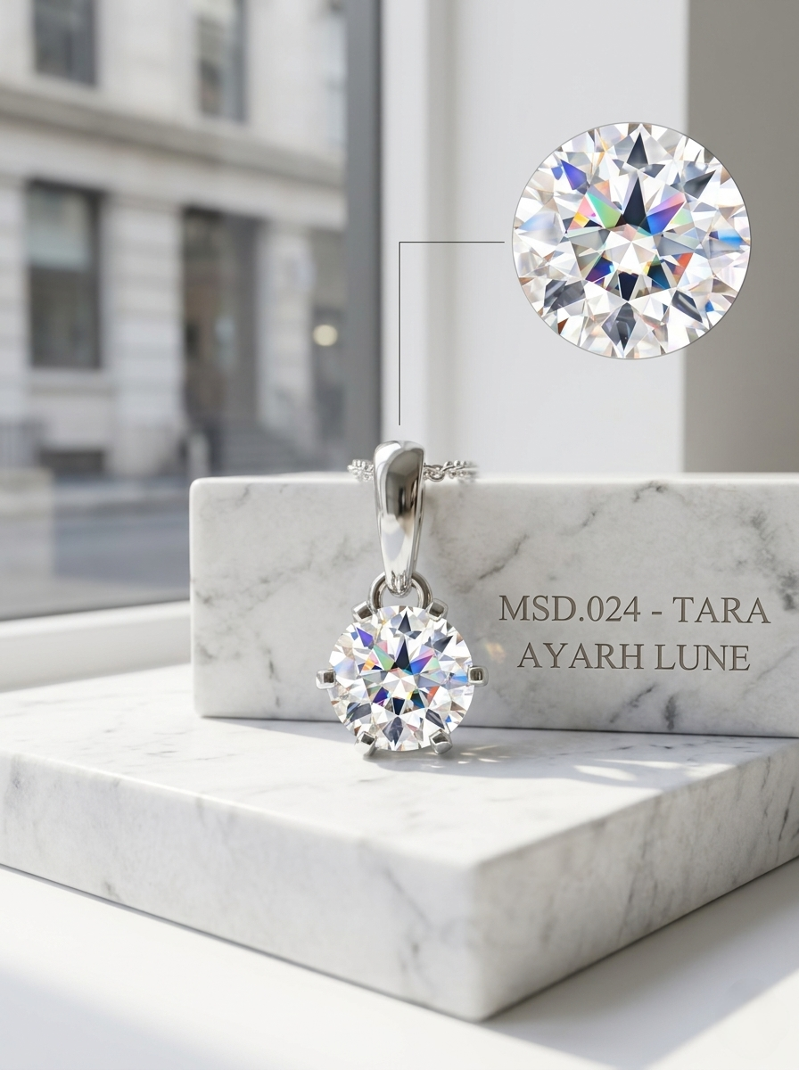 MSD.024 | The "Solitaire One" Pendant: 1.0ct Round Brilliant Moissanite in a Precision-Engineered Six-Prong Crown