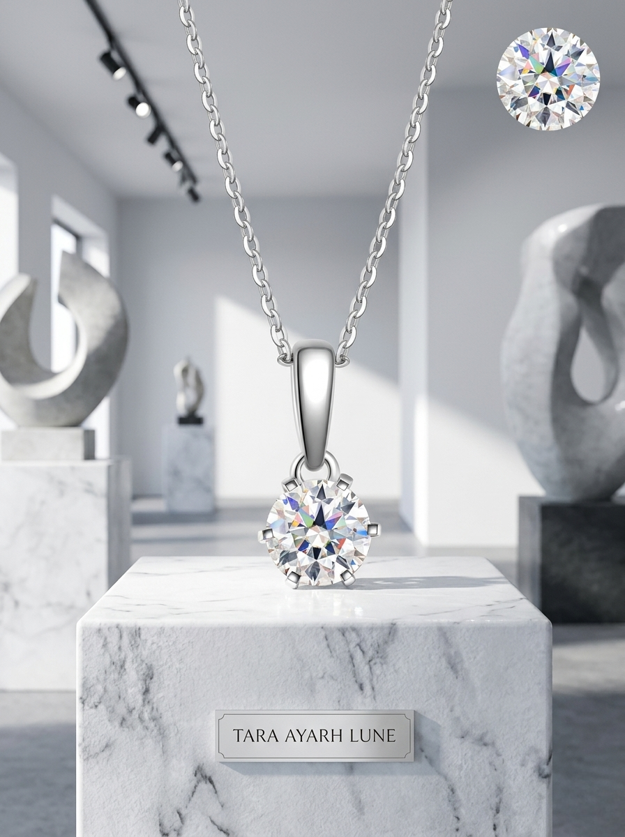MSD.024 | The "Solitaire One" Pendant: 1.0ct Round Brilliant Moissanite in a Precision-Engineered Six-Prong Crown