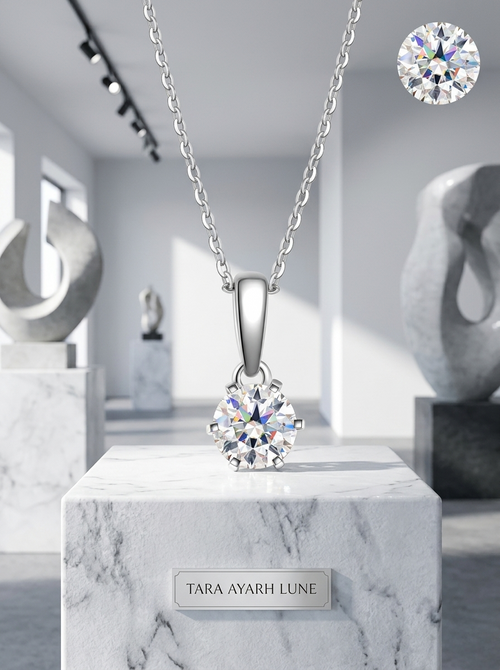 MSD.024 | The "Solitaire One" Pendant: 1.0ct Round Brilliant Moissanite in a Precision-Engineered Six-Prong Crown