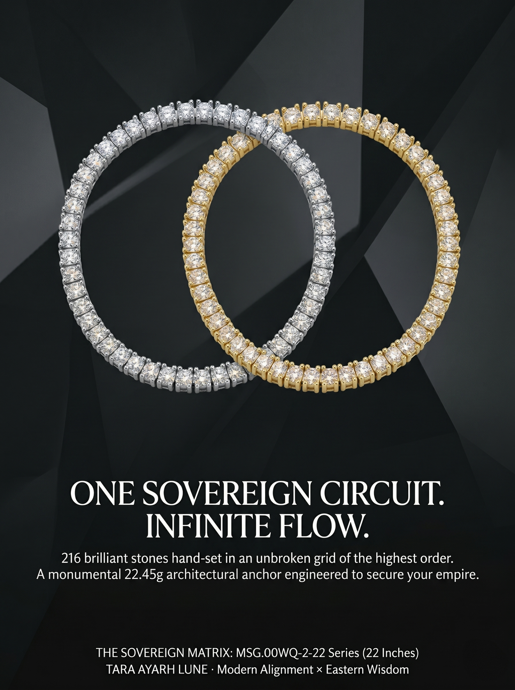 (MSG.00WQ-2-22 Series)The Infinite Circuit 7.8ct Moissanite 22-Inch Tennis Chain