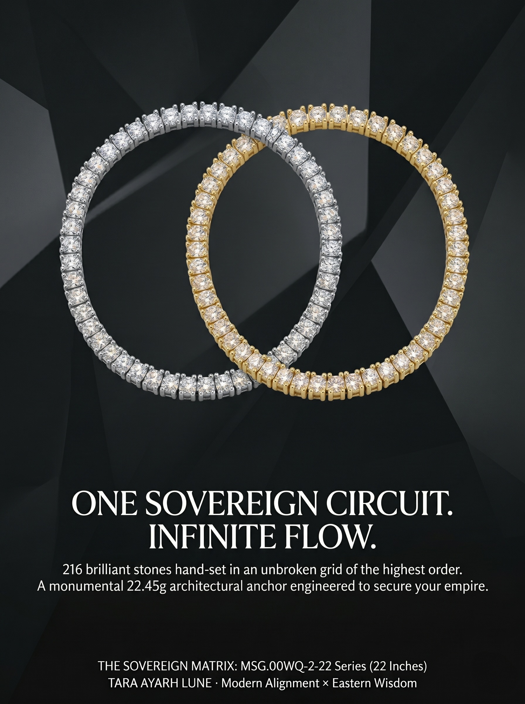 (MSG.00WQ-2-22 Series)The Infinite Circuit 7.8ct Moissanite 22-Inch Tennis Chain