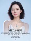 (MSD.648PL)The Solar Bloom 2-Carat Oval Paraiba-Color Moissanite Pendant Necklace