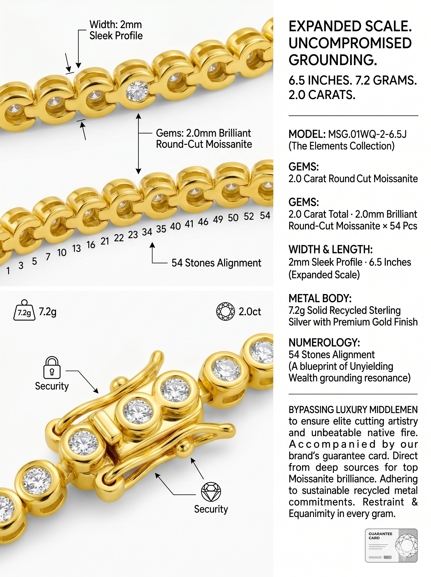 The Infinite Gold Loop 1.8ct Moissanite Tennis Bracelet (MSG.01WQ-2-6J)