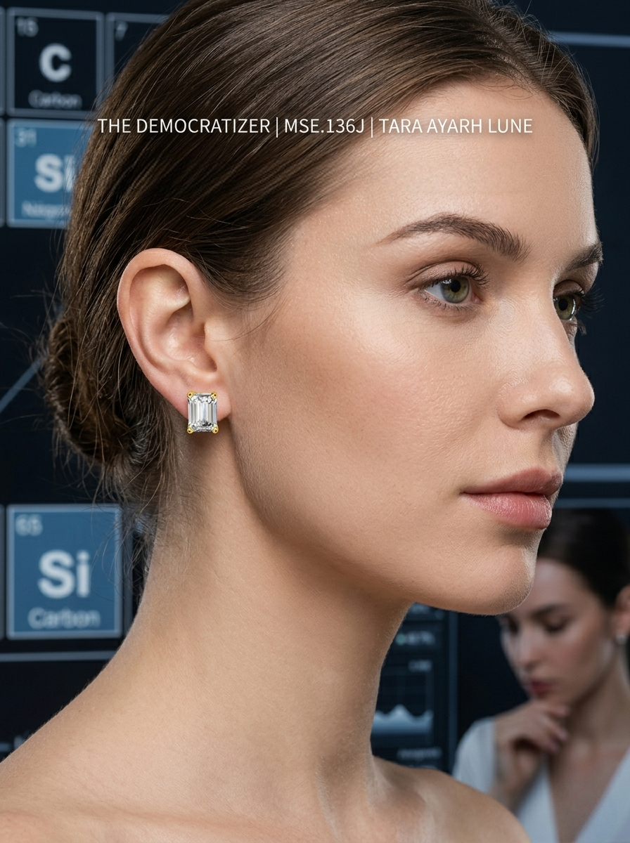MSE.136 TARA AYARH LUNE | 2.0ctw Emerald-Cut Moissanite Stud Earrings in Genuine S925 Sterling Silver (Classic & 18K Gold Plated)