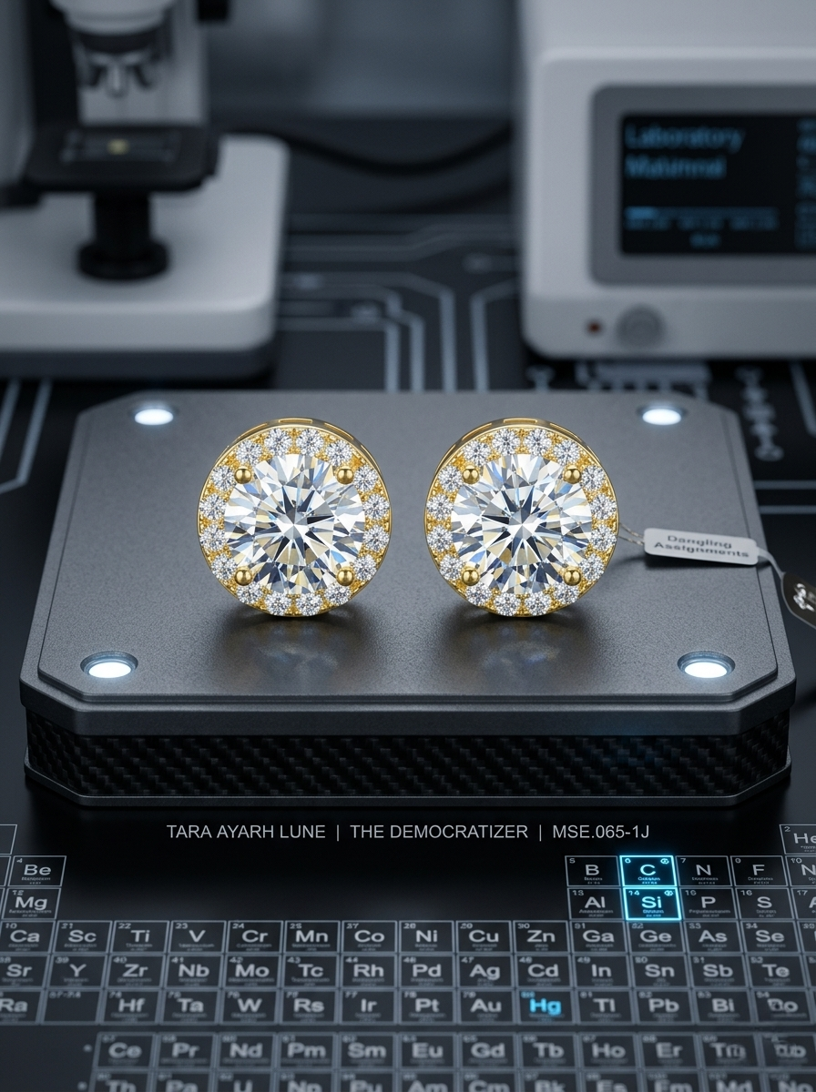 MSE.065 TARA AYARH LUNE "The New Era" Halo Studs | 1.3ctw Lab Moissanite in Classic, 14K Gold & Midnight Black Editions