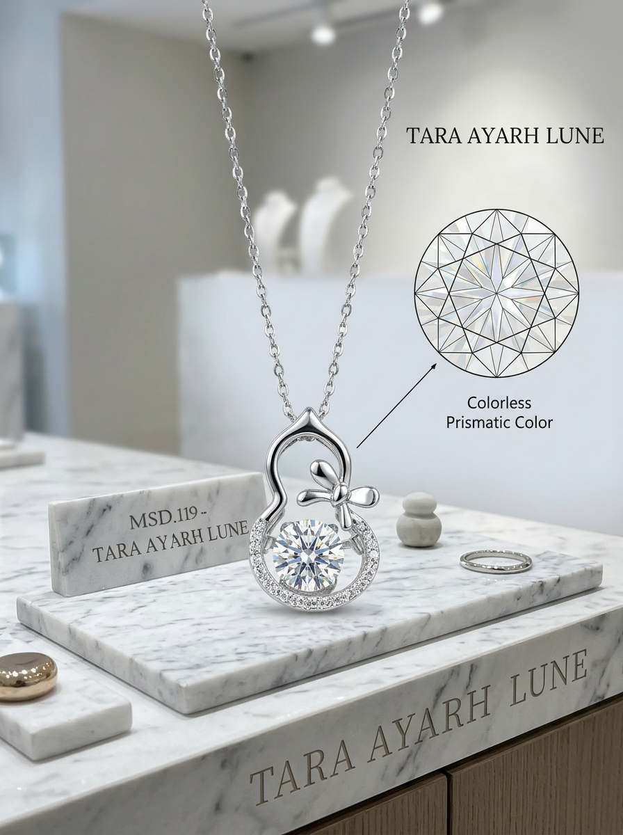 MSD.119|The "Fluttering Gourd" Kinetic Pendant | 1.0ct Round Moissanite in Fluttering Arch with Butterfly Motif