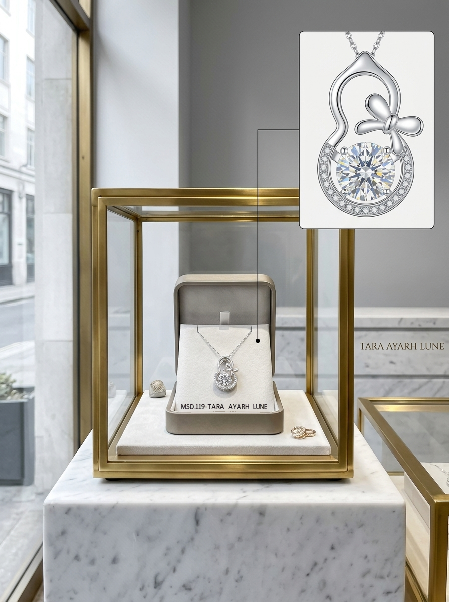 MSD.119|The "Fluttering Gourd" Kinetic Pendant | 1.0ct Round Moissanite in Fluttering Arch with Butterfly Motif
