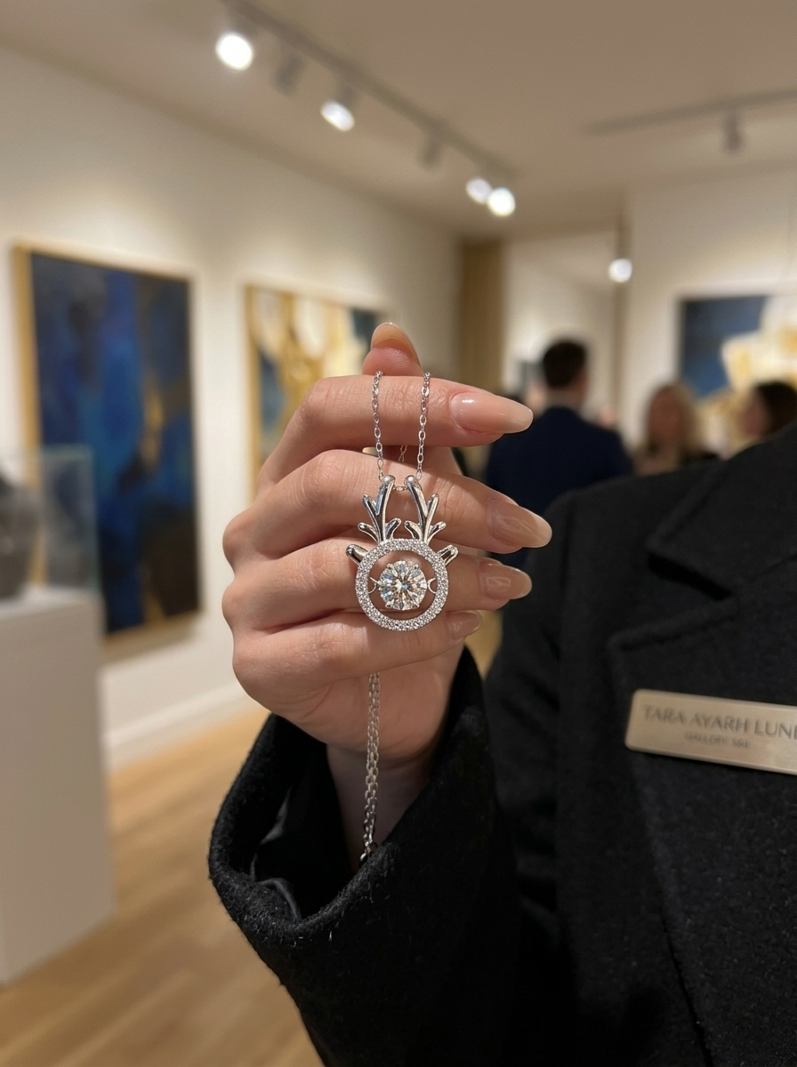 MSD.002 | The "Aether Deer" Kinetic Pendant: 0.5ct Scientific Moissanite in Aerospace-Grade Rhodium Finish