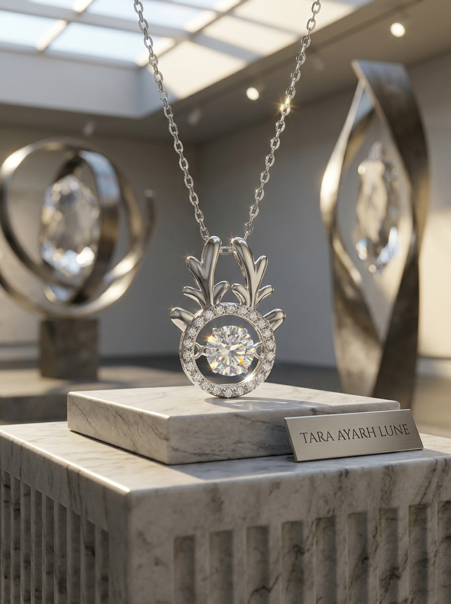 MSD.002 | The "Aether Deer" Kinetic Pendant: 0.5ct Scientific Moissanite in Aerospace-Grade Rhodium Finish