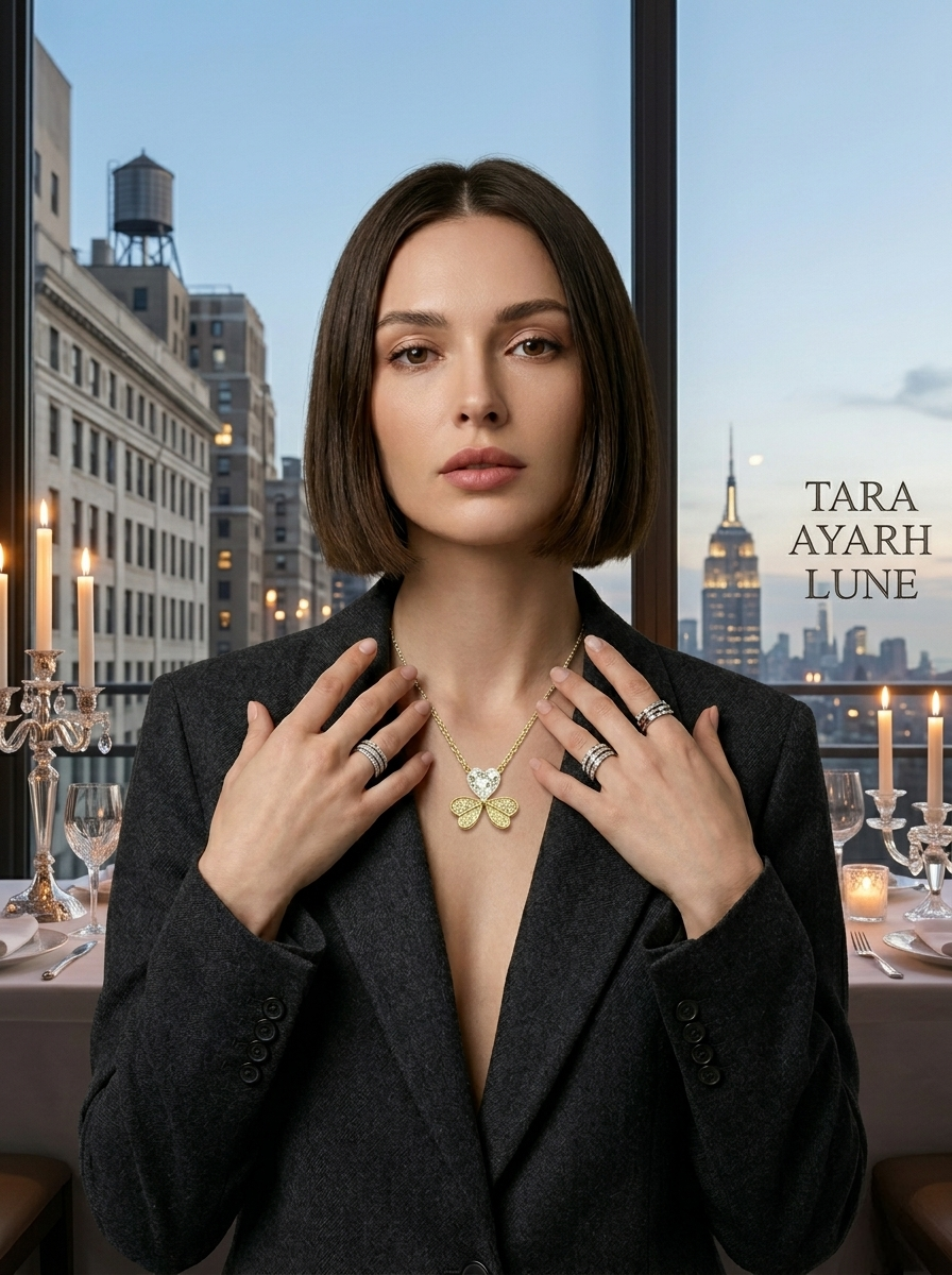 MSD.125(H)|The "Golden Heartbeat" Clover Pendant | 0.8ct Heart-Cut Moissanite in 14K Gold-Tone Pavé Setting