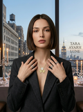 MSD.125(H)|The "Golden Heartbeat" Clover Pendant | 0.8ct Heart-Cut Moissanite in 14K Gold-Tone Pavé Setting