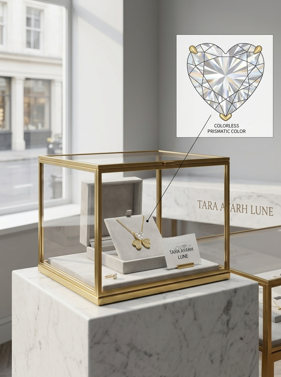 MSD.125(H)|The "Golden Heartbeat" Clover Pendant | 0.8ct Heart-Cut Moissanite in 14K Gold-Tone Pavé Setting