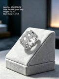 Luxe Contour | Geometric Moissanite Wedding Band - Artisan Crafted Anniversary Stacking Ring