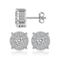MSE.335J TARA AYARH LUNE | 1.0ctw Double-Layer "Cake" Moissanite Stud Earrings in 18K Gold Finish | Pave-Set Sunburst Medallions