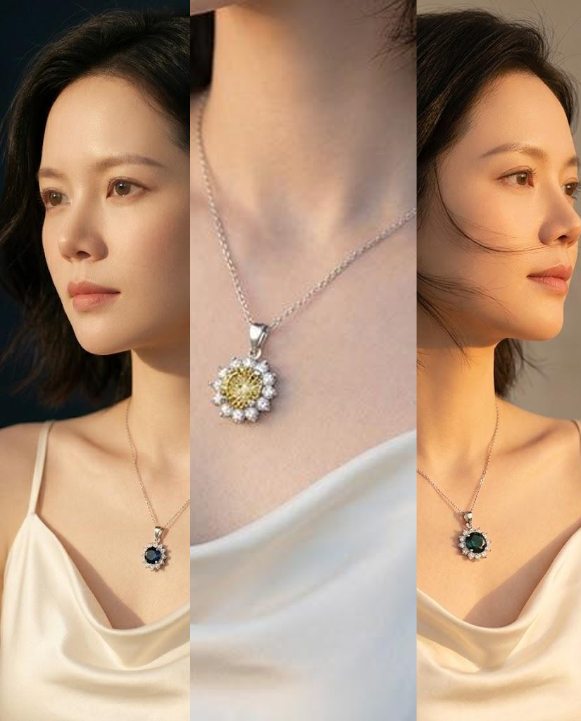 (MSD.646)The Solar Bloom 3-Carat Hundred-Facet Moissanite Pendant Necklace