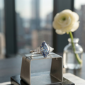 5x10mm Marquise Blue Moissanite Solitaire Ring | Midnight Azure Statement | TARA AYARH LUNE