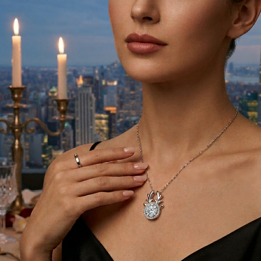 TARA AYARH LUNE - Aether Deer | 0.5ct Moissanite Kinetic Pendant Necklace
