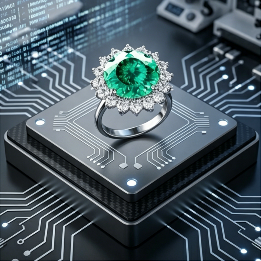 5ct Green Moissanite Sunflower Halo Statement Ring | Solaris Empress High-Voltage Lab | TARA AYARH LUNE