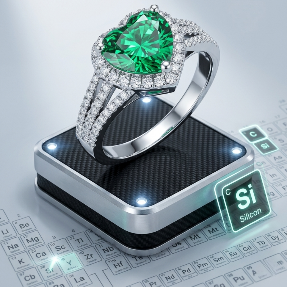 2ct Heart Cut Moissanite Radiant Halo Ring | Atomic Heart Duo-Shank Pavé Luxe | TARA AYARH LUNE