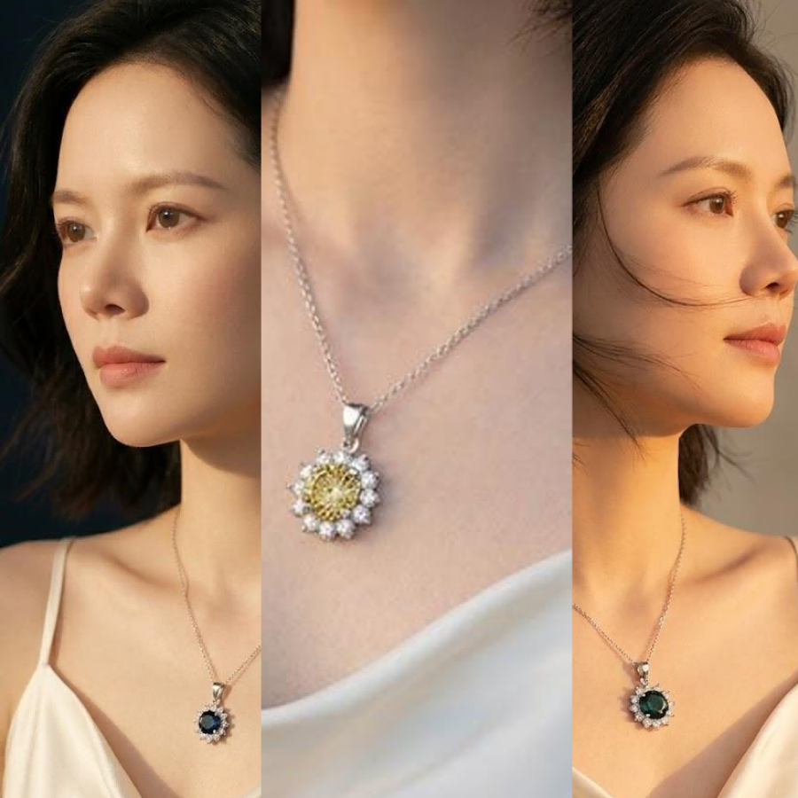 TARA AYARH LUNE - Solar Bloom | 3ct Hundred-Facet Moissanite Pendant Necklace