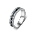 AppletreesAndHeart™ | [不二] 默照 - 黑白莫桑石满钻排戒 | [Bu Er] The Non-Dual Light - Black & White Moissanite Eternity Band