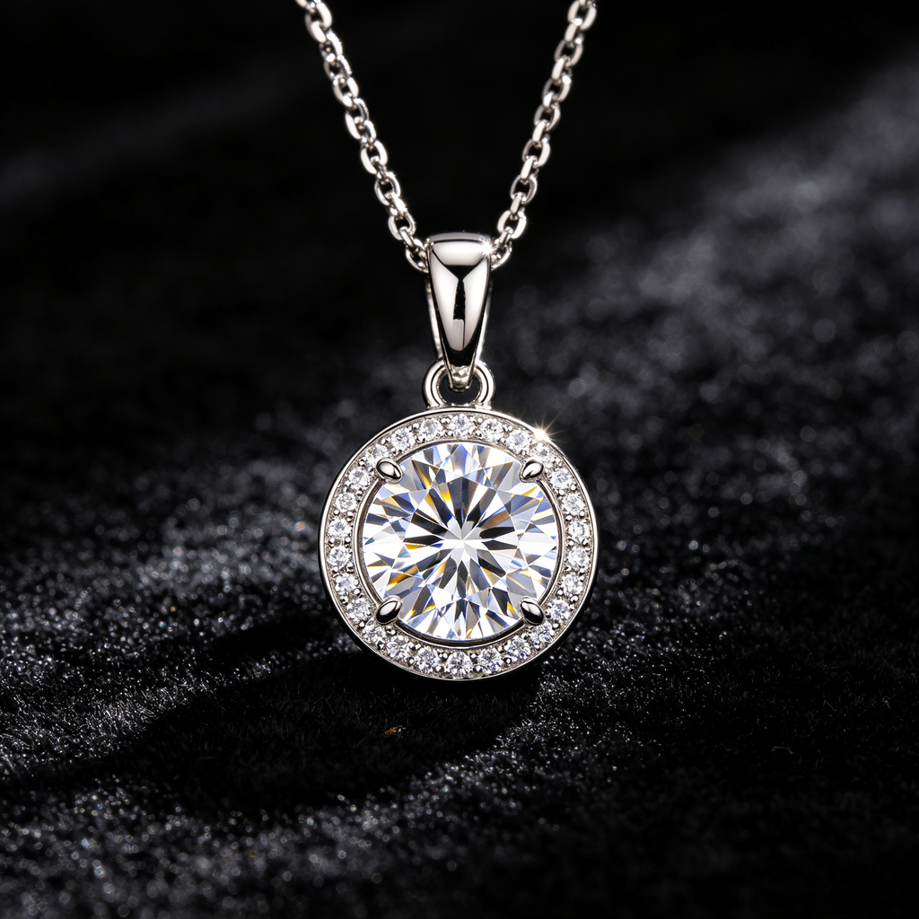 MSD.036|The "Orbital" Solitaire Pendant | 1ct Round-Cut Moissanite in Minimalist Bezel Setting