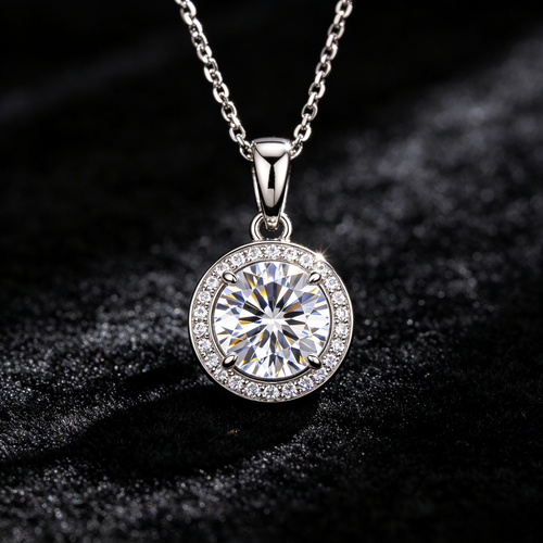 MSD.036|The "Orbital" Solitaire Pendant | 1ct Round-Cut Moissanite in Minimalist Bezel Setting